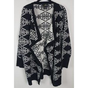 Allegra Women's Sz. 2X Black & White Aztec Long Sleeve Open Front Cardigan